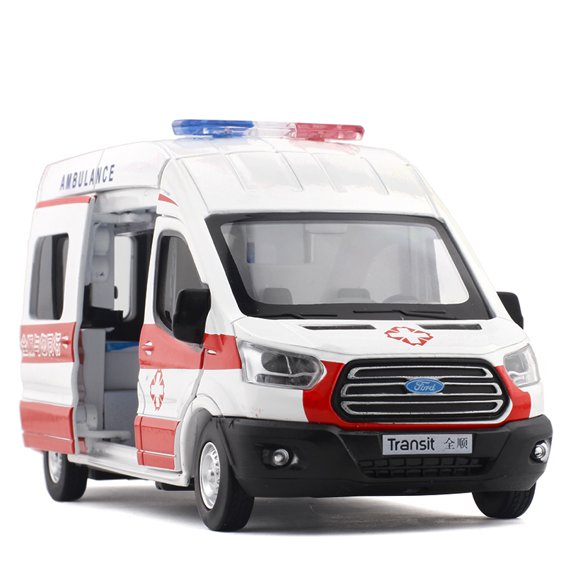 金属仿真福特全顺负压救护车儿童小汽车模型玩具110警车120