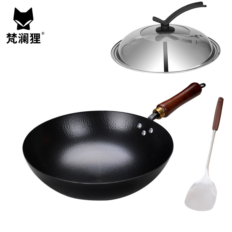 梵澜狸34cm章丘老式铁锅X23 个 34cm锤纹款单锅+送盖子+送实心铲