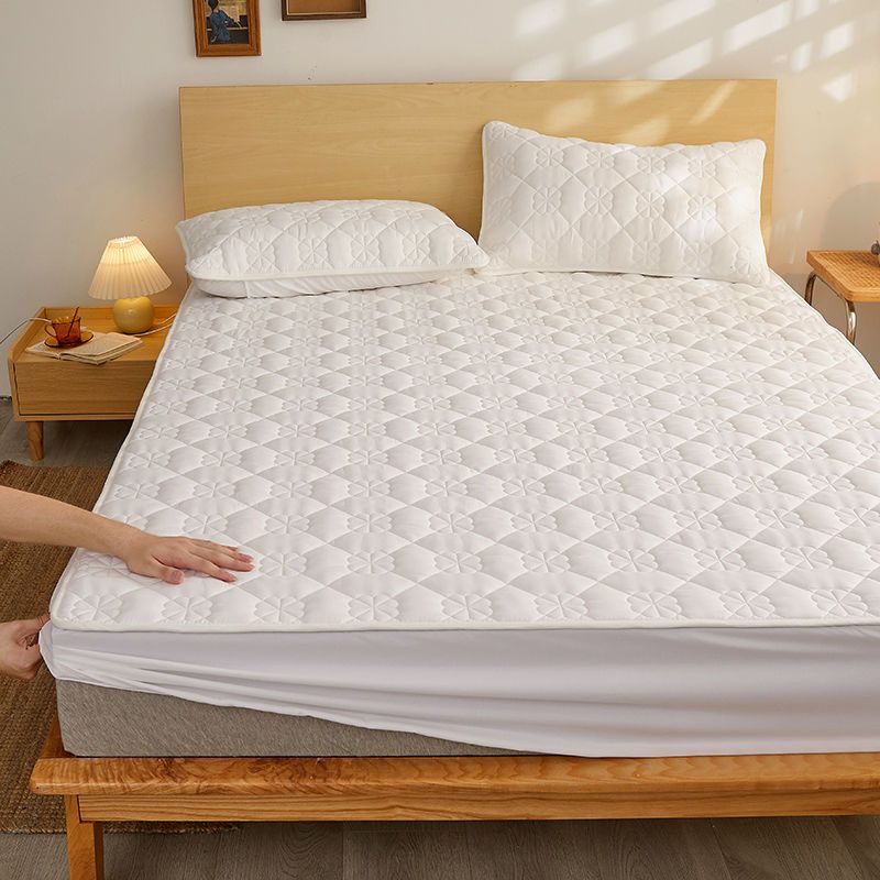 秋冬保暖加厚床笠防尘防滑床垫保护套床罩1.5床1.8 珍珠白【夹棉床笠】 150*200cm【A类夹棉床笠】