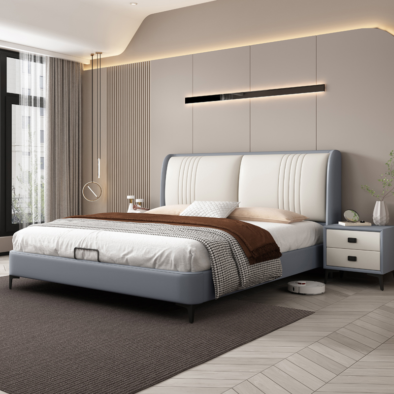一米色彩科技布皮床软靠包卧室1.8m双人床婚床现代简约