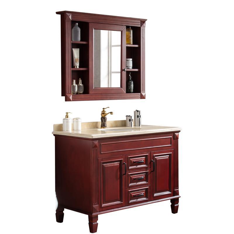 苏宁放心购(定制)卫浴美式橡木浴室柜组合卫生间洗漱台盆落地式实木洗脸洗手面盆池A-STYLE