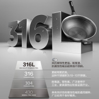 爱仕达(ASD)锅具32cm不锈钢锅CC32E17WG 油你控316L医用三层复合不锈钢 燃气电磁炉通用防粘炒锅可用铁铲