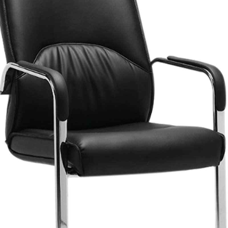 缑氏皮质靠背黑色弓形椅办公椅会议椅b款