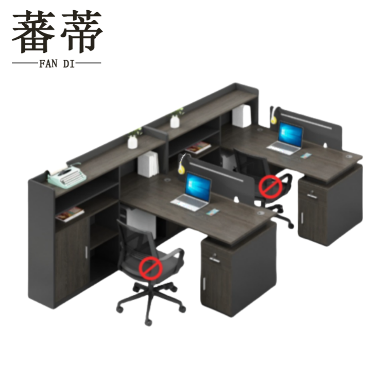 蕃蒂员工桌双人位台高清大图