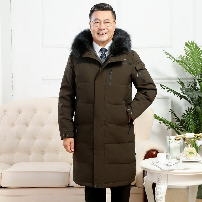 JPDUN冬装新款男式羽绒服青年韩版时尚长款带帽拉链保暖开衫外套男风衣_87 2XL 866绿咖
