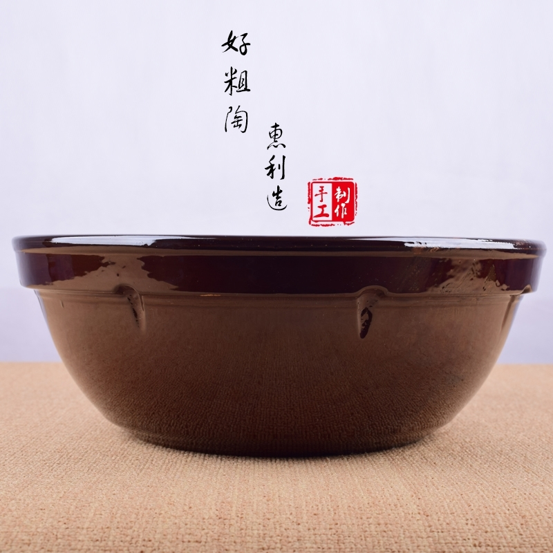 和面盆陶瓷家用老式发面盆大号加厚加深花盆不带盖复古揉面盆 特小号鱼盆
