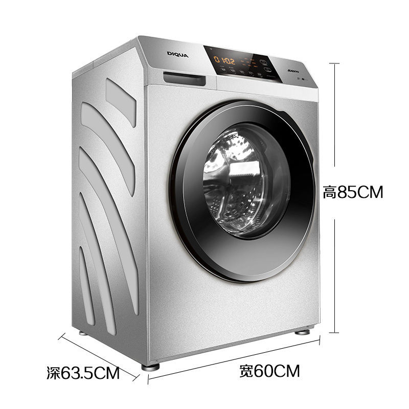 三洋(SANYO)WF90BHIS565S 9公斤全自动洗烘一体滚筒洗衣机 变频智能 恒温洗烘 高温筒自洁( 银色)