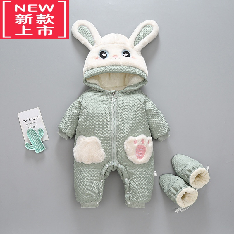 可莉允婴儿冬季衣服可爱超萌宝宝冬装外出抱棉衣新生儿加绒加厚兔子棉服
