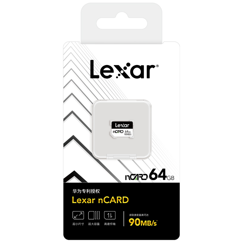 雷克沙(Lexar)nCARD 64G 华为授权 华为手机 华为平板 扩展内存卡 4K NM储存卡 Nano SIM