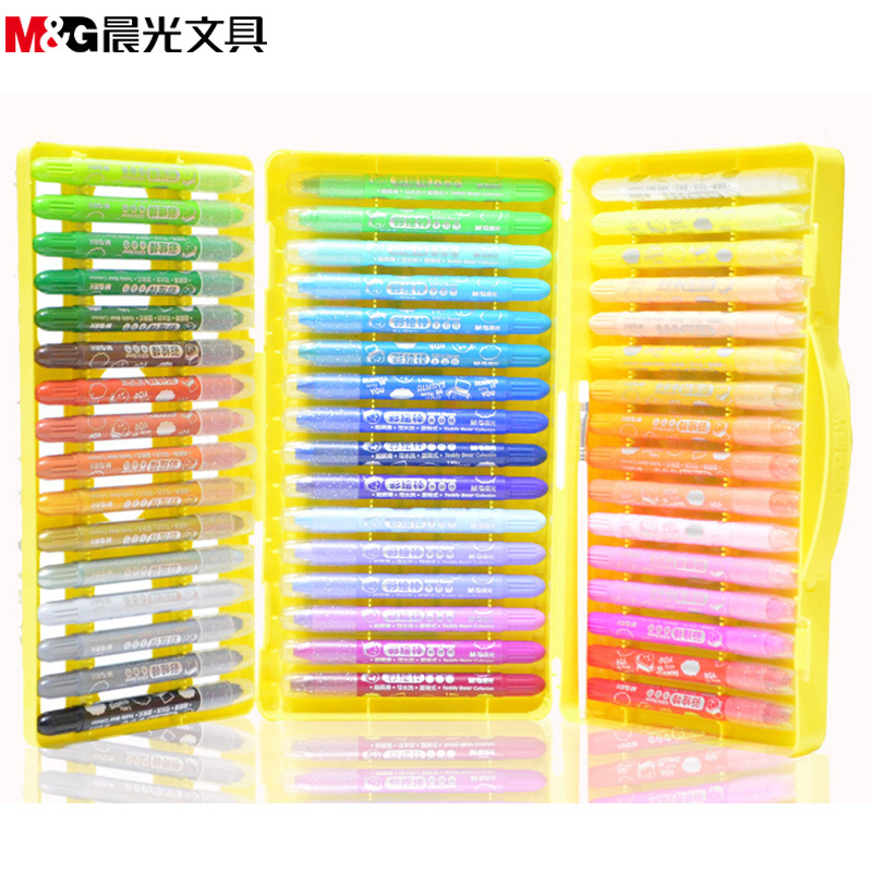晨光(M&G)QGMW7906彩绘棒48色 水溶性旋转泰迪彩绘棒 填色画笔学生蜡笔 油画棒