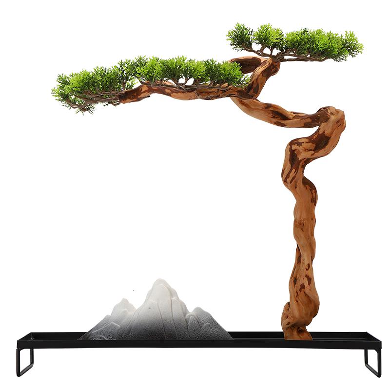 美帮汇玄关装饰品样板间软装摆件仿真新中式迎客松盆景绿植客厅酒店家居高清大图