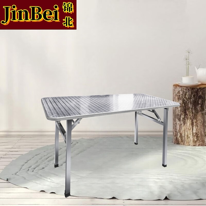 锦北不锈钢餐桌圆台烧烤夜宵大排档餐桌农村摆地摊圆形桌0.6*1.2米高清大图