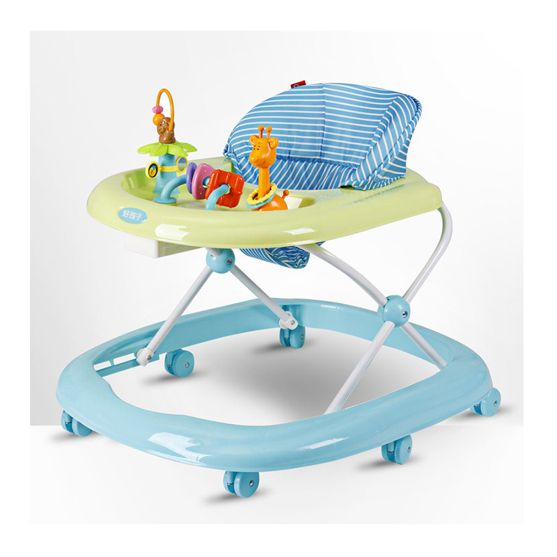 gb好孩子婴儿学步车多功能防侧翻宝宝学步车学行车7-18个月可折叠蓝色