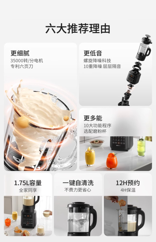 九阳破壁机家用多功能大容量豆浆机料理机果汁机低音全自动官方正品L18-P161高清大图