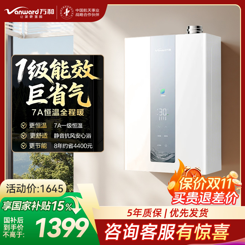 万和[豆蔻LS5 ]16升天然气7A一级恒温 超一级能效大水量 节能直流变频风机 燃气热水器