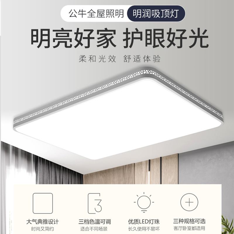 bull公牛照明LED吸顶灯北欧风简约现代大气家用客厅灯家用餐厅灯三色品轩简约现代
