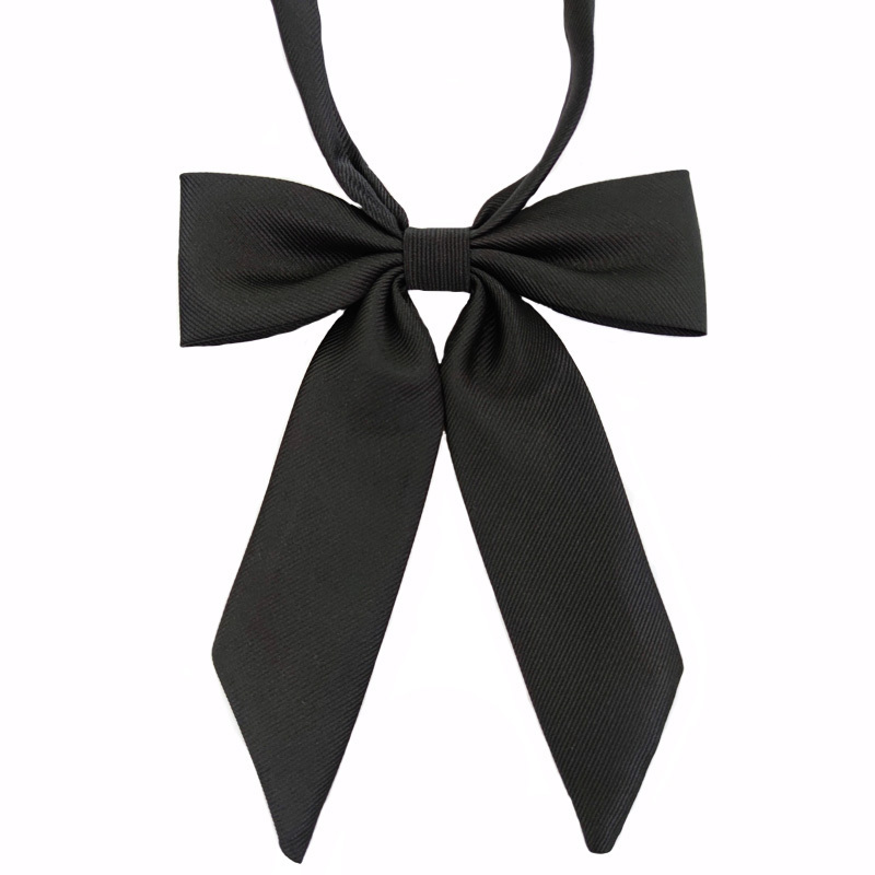 盛世尼曼纯色黑色细纹理手打款领带懒人拉链男士女士领结领花商务制服