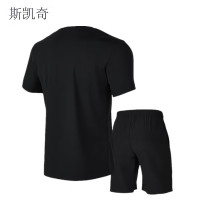 斯凯奇 男碳黑速干套装 P224M076-0018L 套