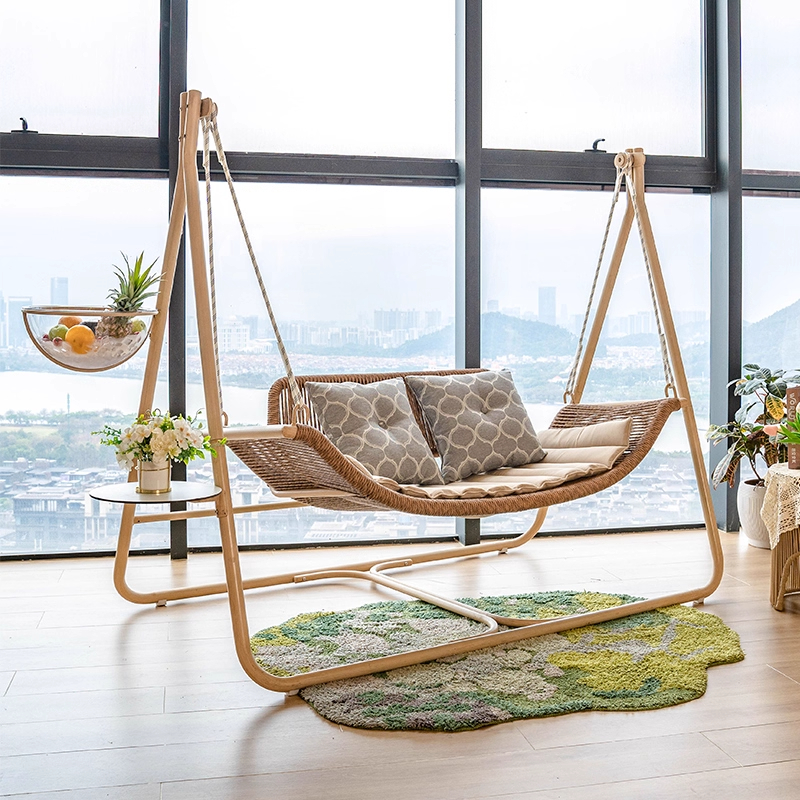 秋千户外摇椅庭院阳台室外双人吊床吊椅室内别墅床室内秋千吊篮椅高清大图