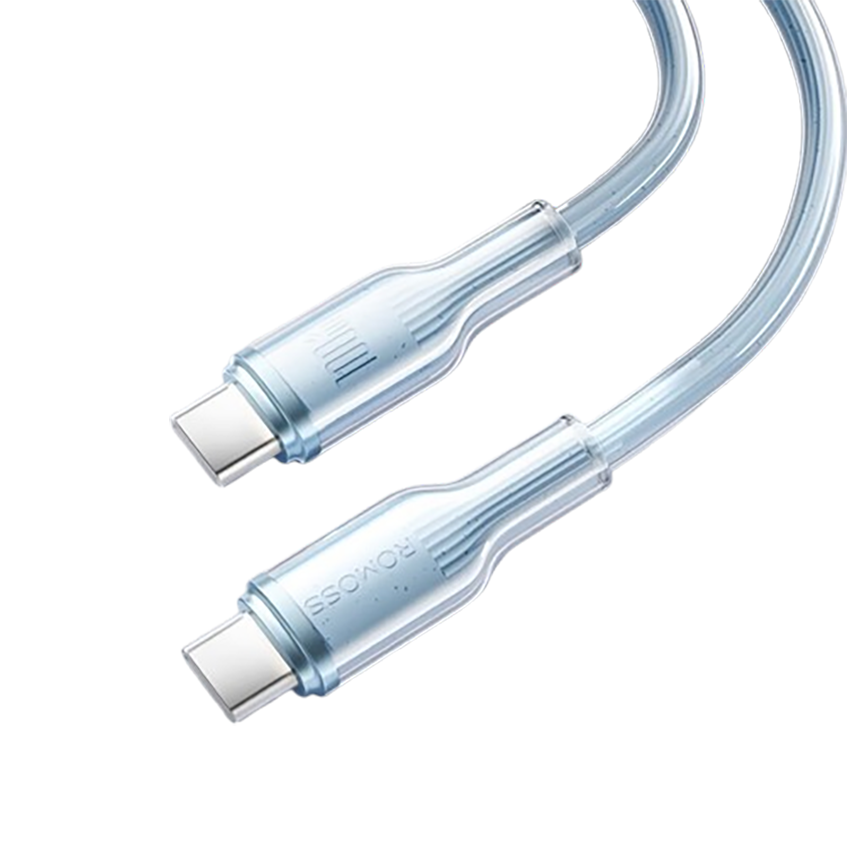 罗马仕苹果16/15充电线双头type-c数据线快充c to c车载适用iPhone16promax/1.2米蓝