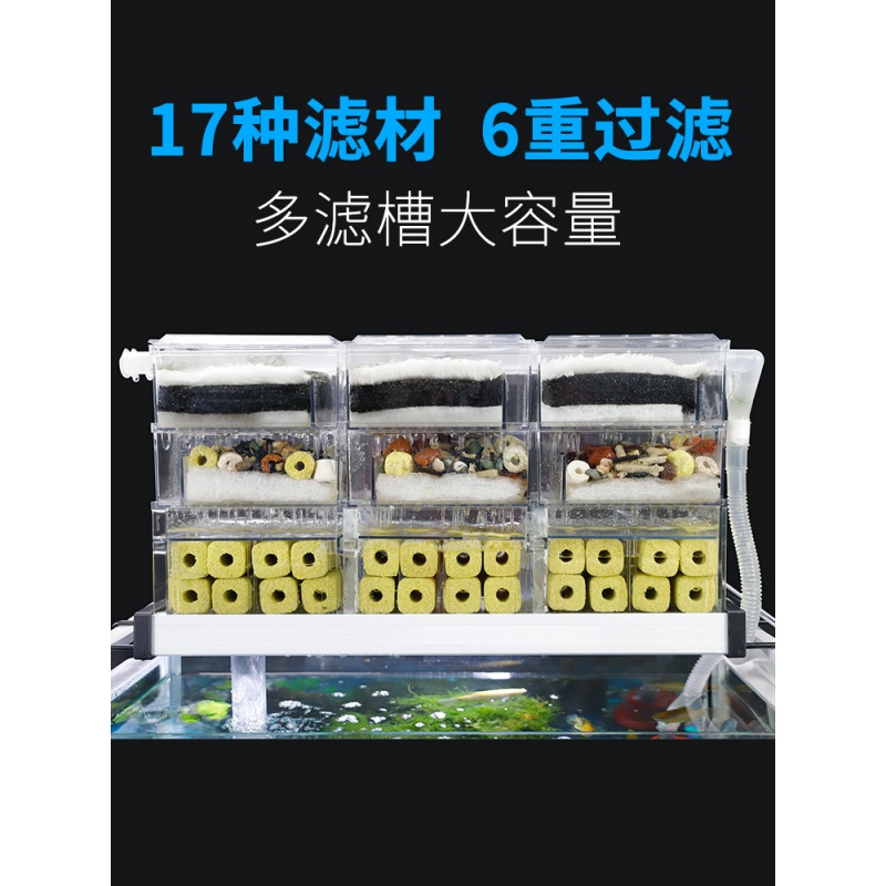过滤盒鱼缸上置过滤器顶部大盒外置储水式上滤盒自制过滤高清大图