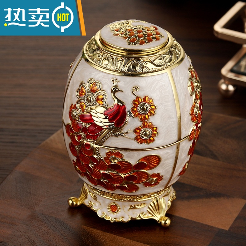 敬平欧式牙签盒客厅时尚茶几自动手按牙签筒创意时尚复古摆件牙签罐 亚克力金高清大图