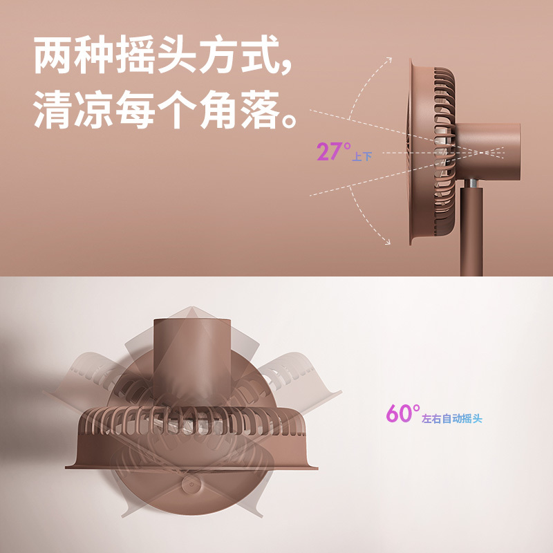 素乐质造小风扇line联名无线露营usb可充电大风力便携式随身学生宿舍办公室超安静大风力迷你摇头桌面电扇