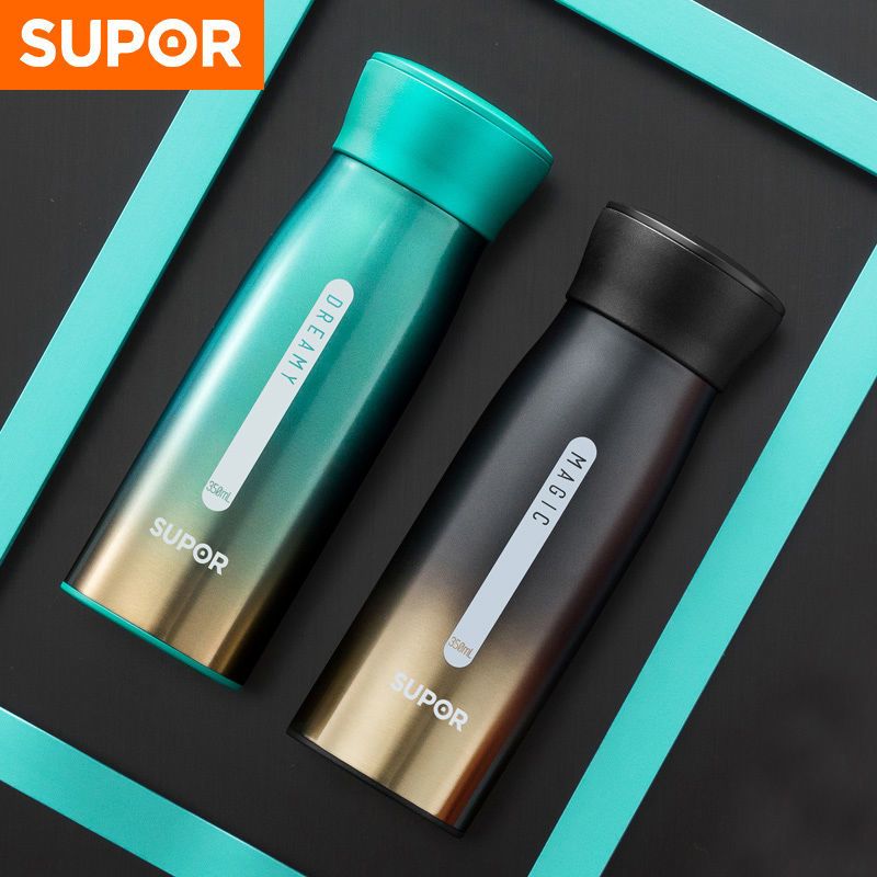 ml苏泊尔极光保温杯杯子男女学生便携可爱不锈钢大容量定制车载水杯