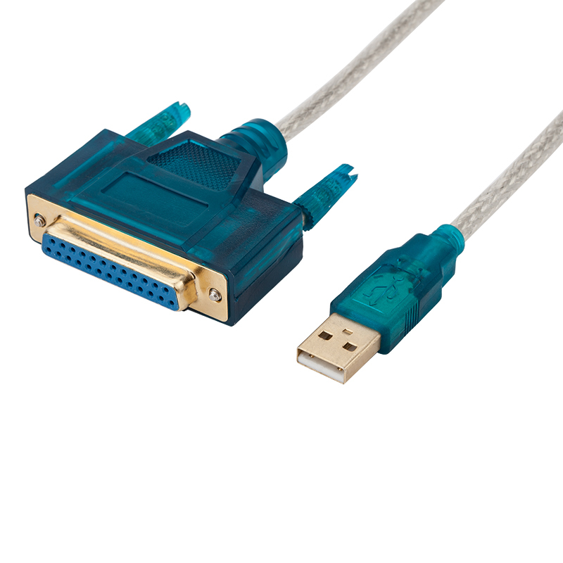 晶华 USB转DB25并口打印线 USB转并口转接线 USB2.0转老式25孔打印机连接线蓝色1.5米 Z159