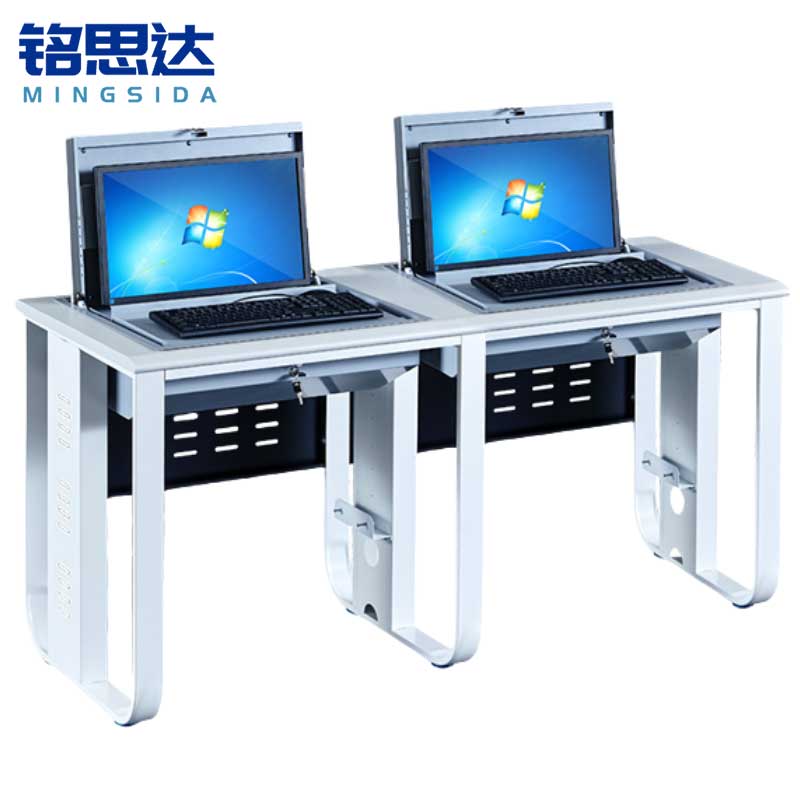 铭思达翻转电脑桌双人位张高清大图