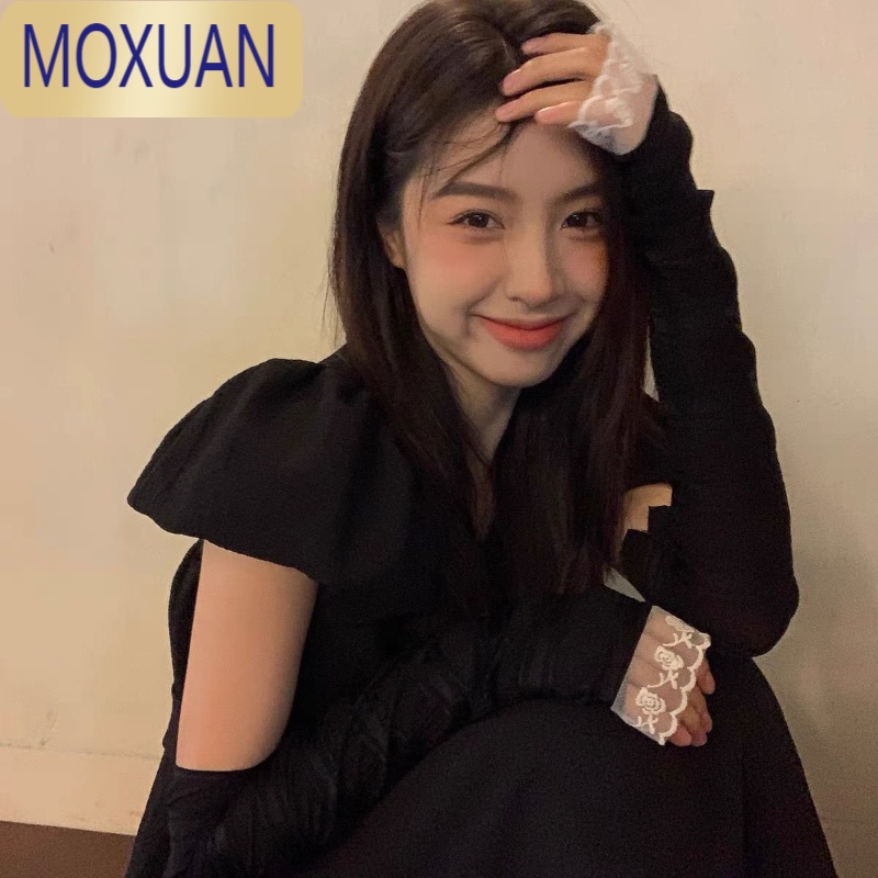 MOXUAN夏季蕾丝薄款防晒遮纹身女开车宽松冰丝袖套手臂套袖手套