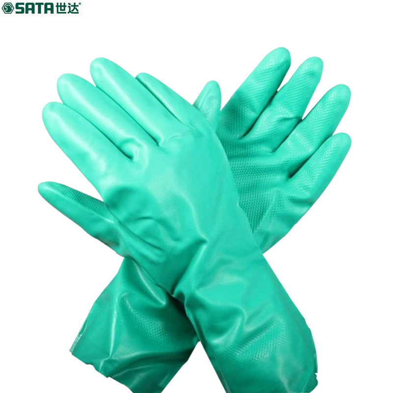 世达(SATA)丁腈植绒里防化手套-8“ SF0402-8
