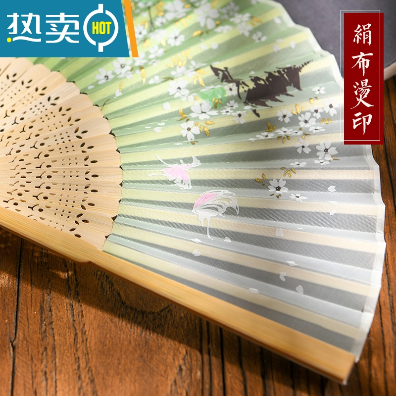 XIANCAI扇子折扇中国风古风女式旗袍汉服舞蹈学生儿童夏日随身折叠小巧扇 ♨♨♨随机款高清大图