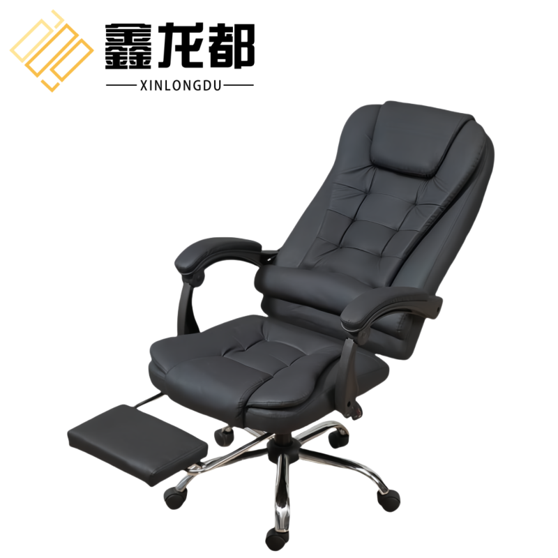 鑫龙都老板椅搁脚人体工学皮椅高123cm把高清大图