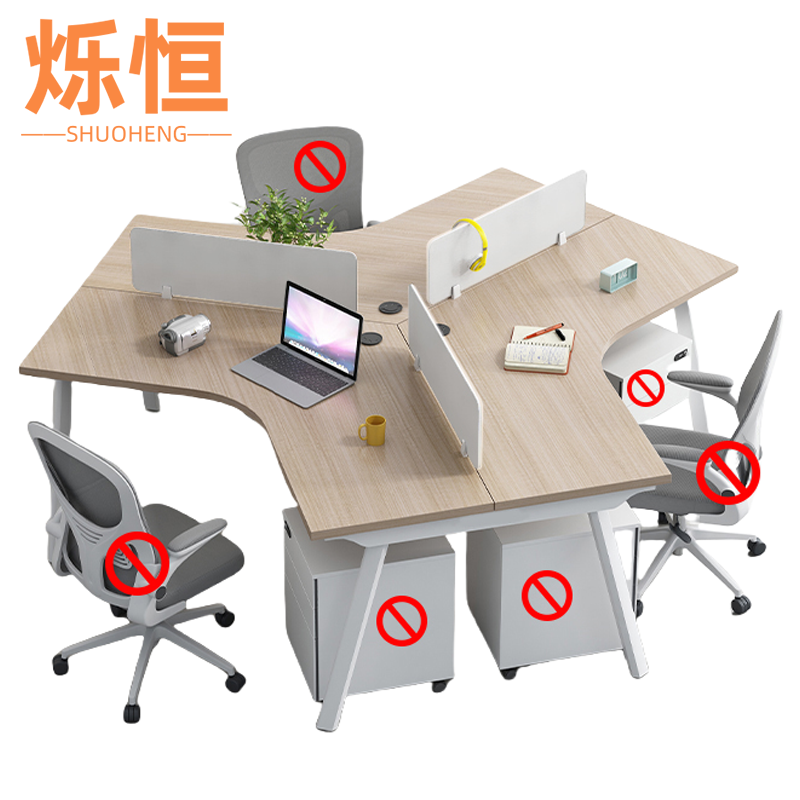 烁恒 职员办公桌 三人位 套高清大图