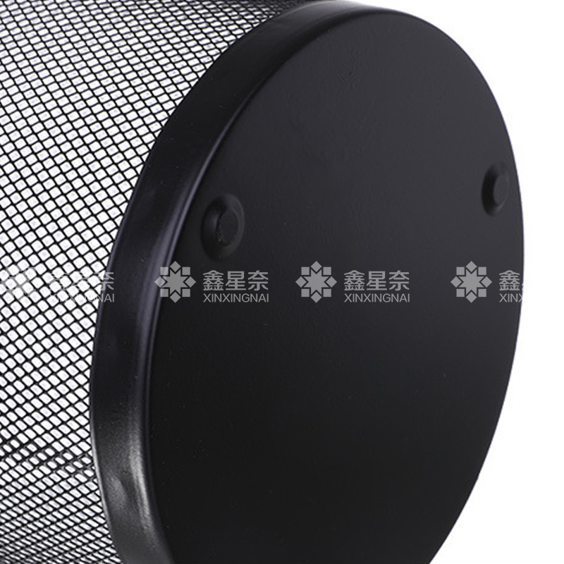 鑫星奈XXN4022203 网状圆形垃圾桶铁艺垃圾篓无盖纸篓 黑色大号高清大图