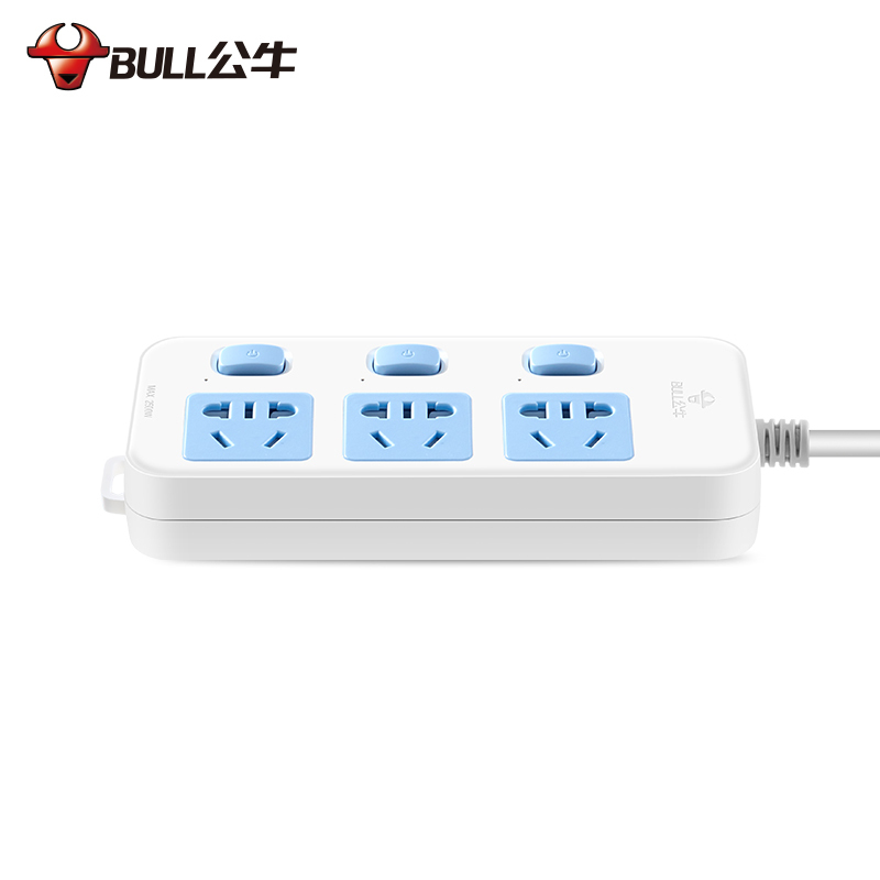 公牛(BULL) GN-314插座 带保护门 独立开关接线板/排插/电源插/板拖线/新国标 全长1.8米
