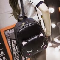 2020书包新款印花双肩包女韩版简约学生百搭背包女学院风书包女包 黑色-441单包