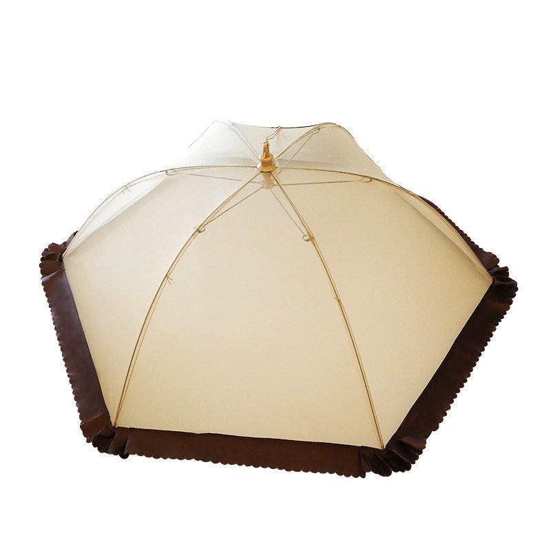 网纱为暗金色 菜伞苍苍蝇罩网罩防餐桌剩菜茶几餐盘罩盖可折叠网纱