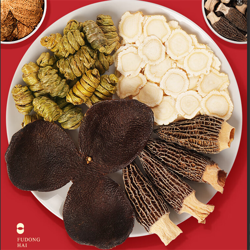 福东海 四拼礼盒160克/盒(亚克力罐)(西洋参50克、石斛55克+羊肚菌25克、陈皮30克)+礼袋高清大图