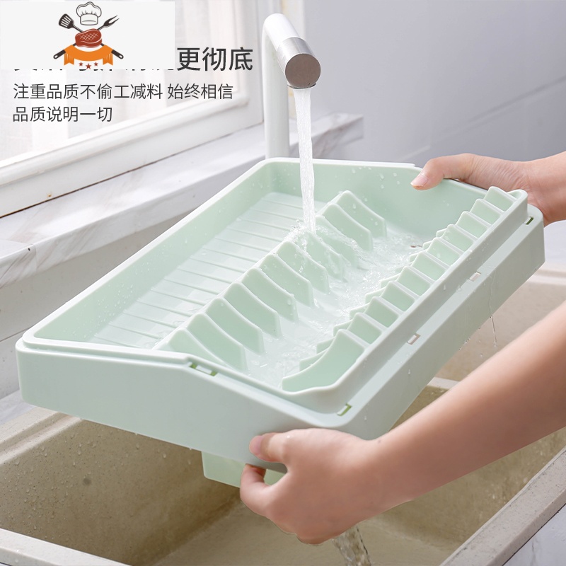 厨房碗架碗筷收纳盒带盖放餐具装碗箱碟盘沥水置物架塑料碗柜家用 敬平 象牙白餐具架高清大图