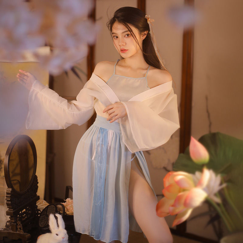 霏慕古风小家碧玉套装情趣内衣肚兜夫妻用品床上全透明免脱蕾丝骚