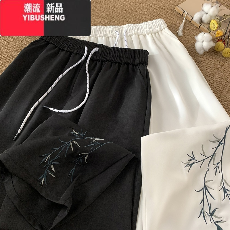 YIBUSHENG国风新中式裤子女季2024新款薄款禅意速干裤大码休闲运动凉凉裤