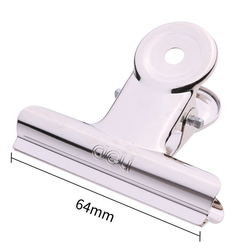 得力(deli)9522票夹大中小号圆形票夹不锈钢铁票夹小夹子 办公用品 大号(64mm/6个装) 2包