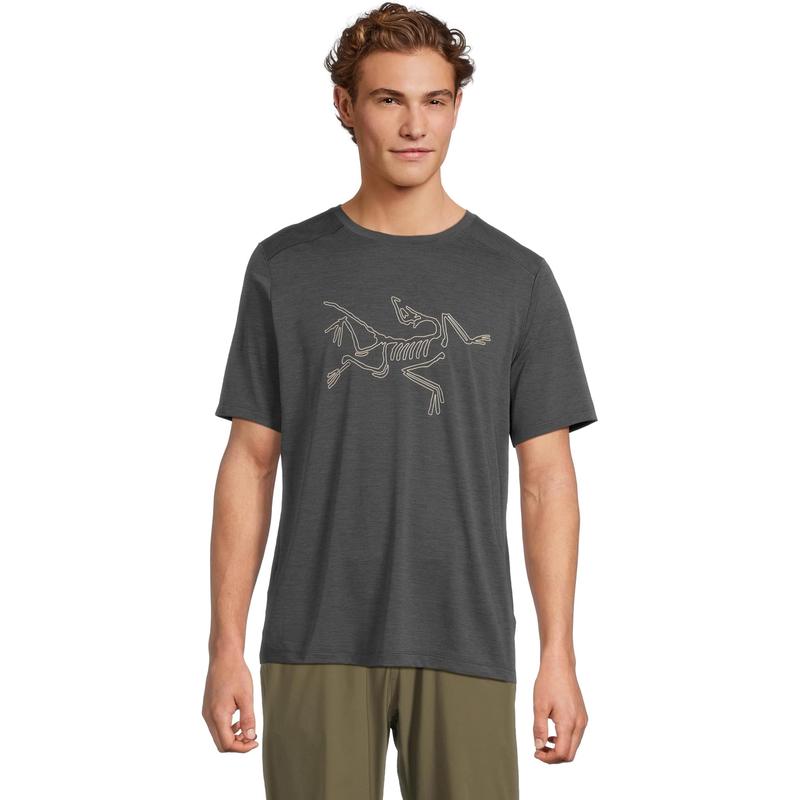 始祖鸟(ARC'TERYX)Arc'teryx男士短袖运动T恤舒适百搭简约logo印花户外休闲上衣 2XL Black_Heather