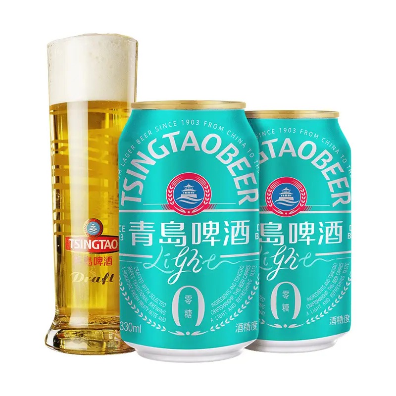 青岛啤酒 轻干8度330*6*4彩膜包罐啤_高清大图