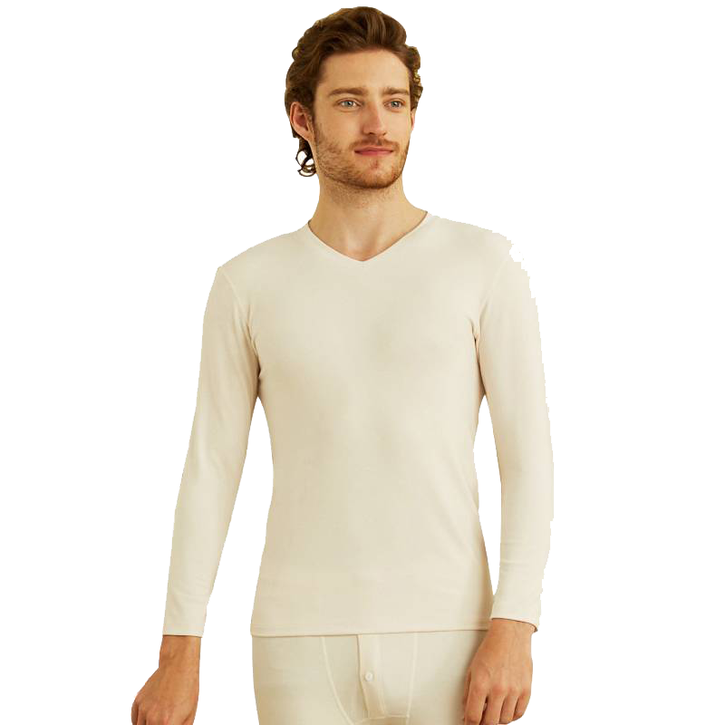 小护士 男士生热炭无痕V领上衣 WRY003/件高清大图