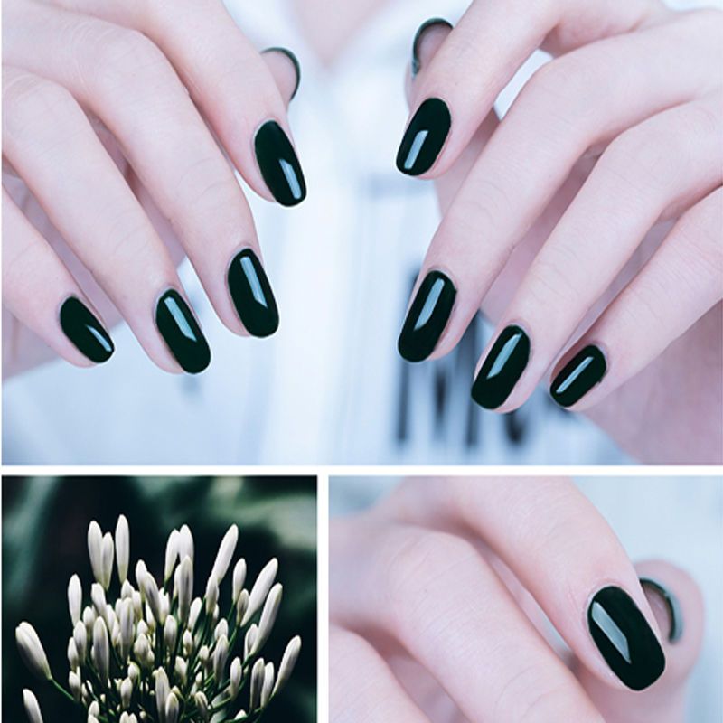 01黑色牢固指甲油不可剥裸色持久免烤酒红豆沙牛油果绿