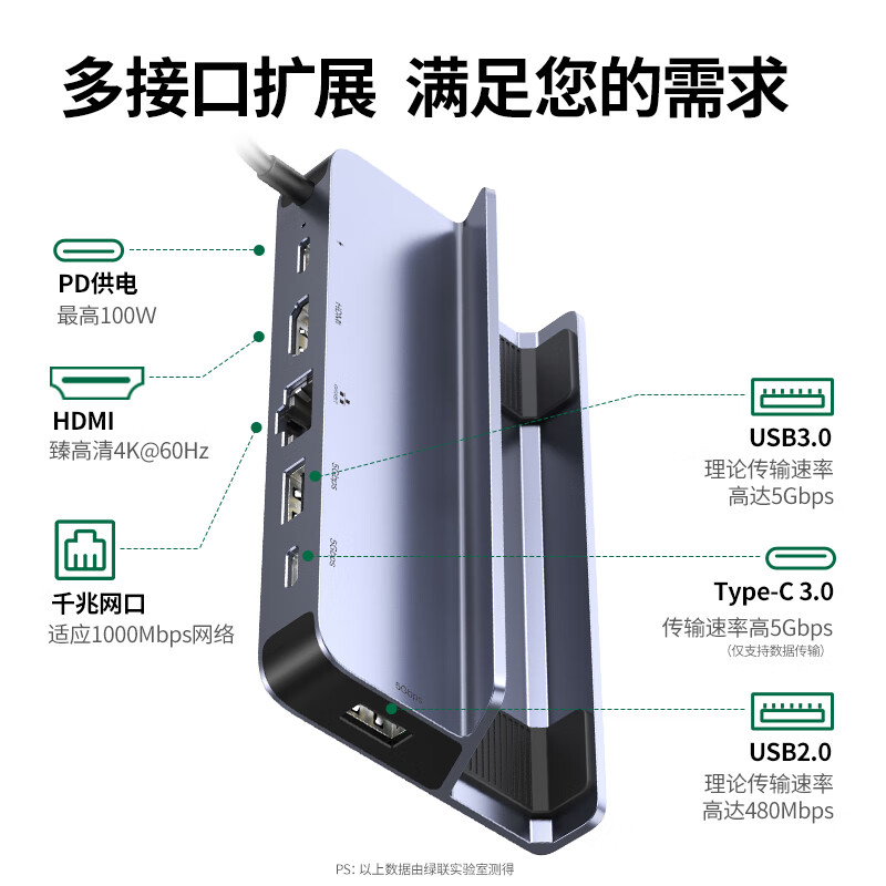 绿联适用steamdeck_oled_ROG扩展坞 CM666-深空灰 xboxallyx掌机拓展坞