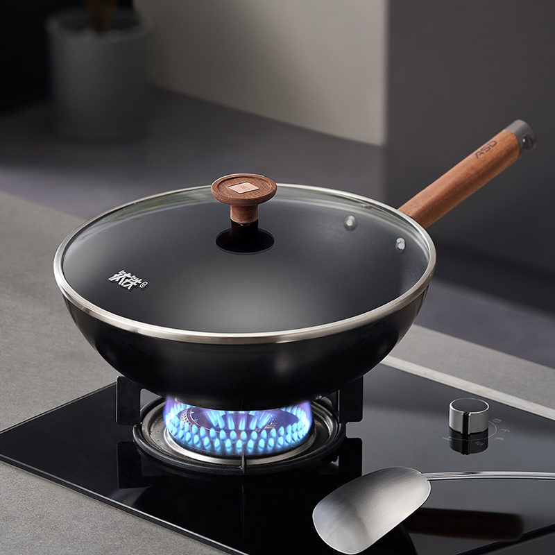 爱仕达32cm大口径有盖炒锅CF32T8Q铁质不易粘通用炉灶健康烹饪神器高清大图